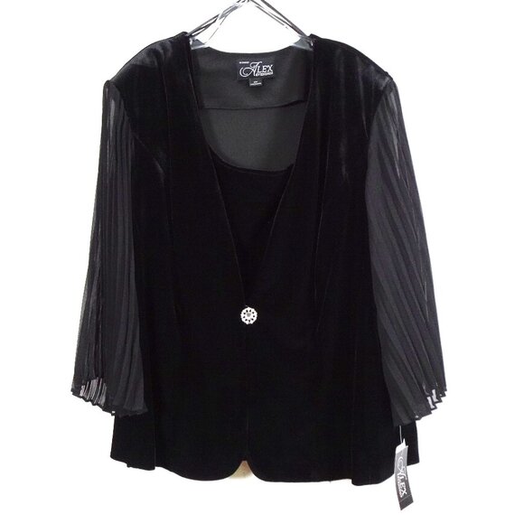 Alex Evenings Twinset Women’s Plus Size 2X Black Sheer Sleeve Cocktail Evening - Picture 1 of 12